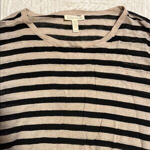 Eileen Fisher Striped Top - Black and Tan